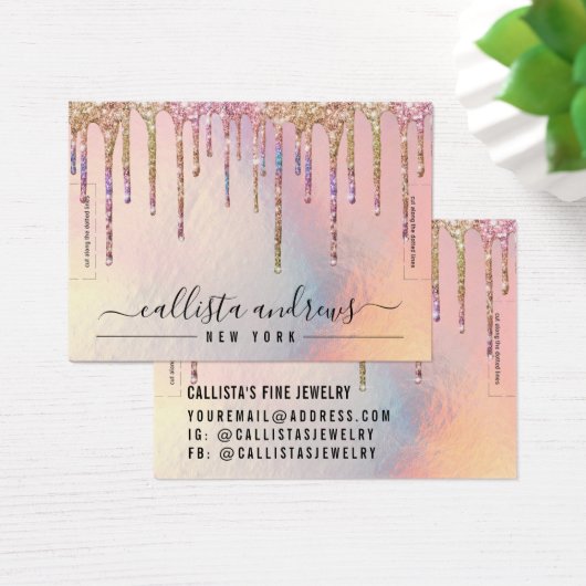 Glitter-holografisch oprolscherm visitekaartje (Bureau)