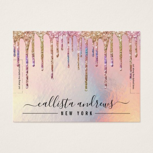 Glitter-holografisch oprolscherm visitekaartje (Voorkant)