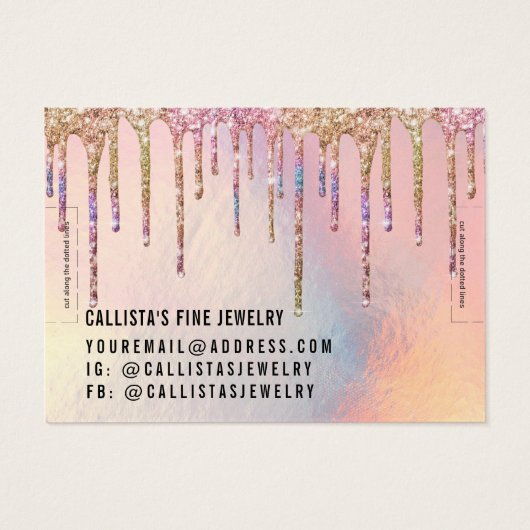 Glitter-holografisch oprolscherm visitekaartje (Achterkant)