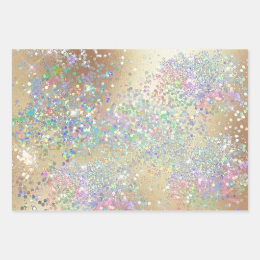 Glitter holografisch roos roze goudzilversparren inpakpapier vel (Voorkant 2)