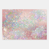 Glitter holografisch roos roze goudzilversparren inpakpapier vel (Voorkant)