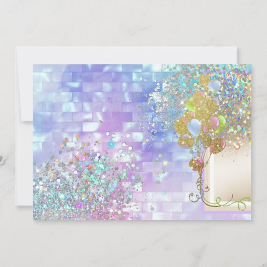 Glitter holografisch roze goud confetti meiden kaart (Achterkant)