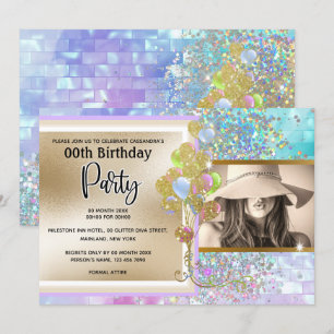Glitter holografisch roze goud confetti meiden kaart