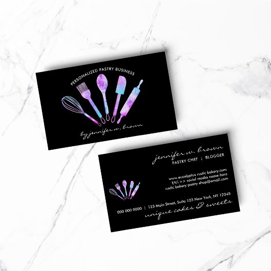 Glitter Holografische Bakkerij Gebak Chef Visitekaartje