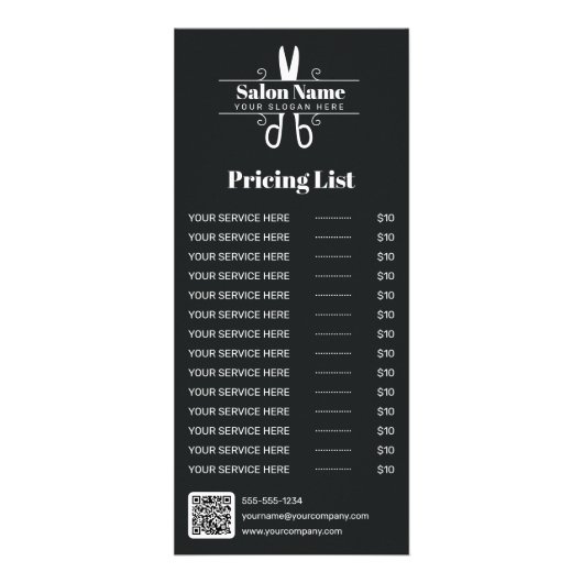 Glitter Holografische Kapsalon prijslijst Reclamekaart (Voorkant)