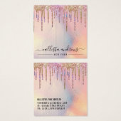 Glitter-holografische schijven haarklemscherm Kaar Vierkante Visitekaartjes (Voorkant /achterkant)