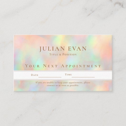 Glitter holografische schoonheidsspeciaalmake-up afsprakenkaartje (Voorkant)