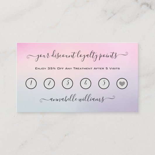 Glitter Holographic Eyelash Extension Loyalty Visitekaartje (Achterkant)