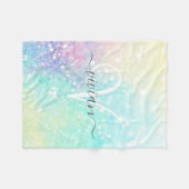 Glitter Holographic Iridescent Girly Fleece Deken (Voorkant (Horizontaal))