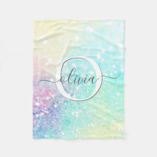  Glitter Holographic Iridescent Girly Fleece Deken (Voorkant)