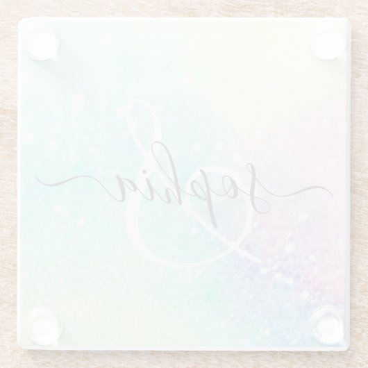  Glitter Holographic Iridescent Girly Glazen Onderzetter (Achterkant)