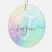 Glitter Holographic Iridescent Girly Keramisch Ornament (Links)