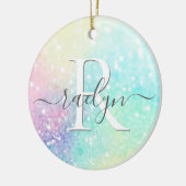 Glitter Holographic Iridescent Girly Keramisch Ornament (Links)