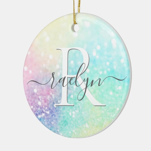  Glitter Holographic Iridescent Girly Keramisch Ornament (Links)