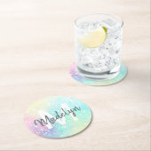 Glitter Holographic Iridescent Girly Ronde Kartonnen Onderzetter (Insitu)