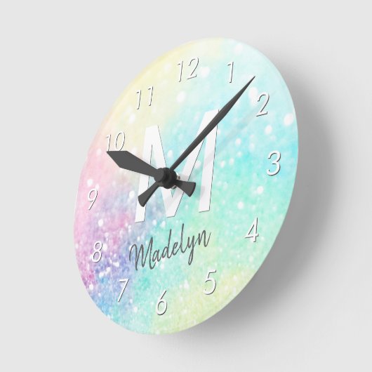 Glitter Holographic Iridescent Girly Ronde Klok (Hoek)