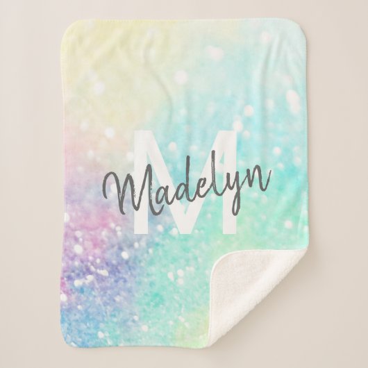 Glitter Holographic Iridescent Girly Sherpa Deken (Voorkant)