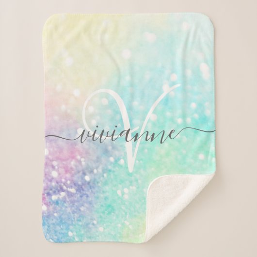Glitter Holographic Iridescent Girly Sherpa Deken (Voorkant)