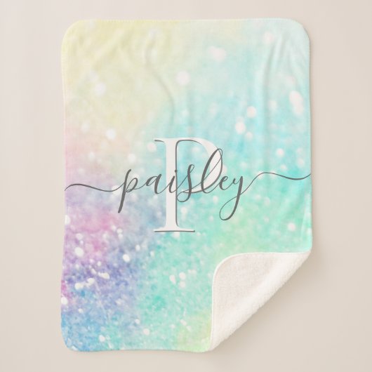  Glitter Holographic Iridescent Girly Sherpa Deken (Voorkant)