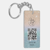 Glitter Holographic QR Code Logo Business Sleutelhanger (Voorkant Links)