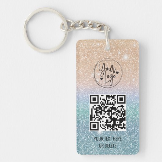 Glitter Holographic QR Code Logo Business Sleutelhanger (Voorkant)