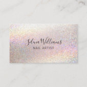 Glitter Holographic Sparkle Minimalist Script Visitekaartje (Voorkant)