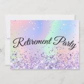 Glitter Holographic Sparkly Gold Retirement Party Kaart (Achterkant)