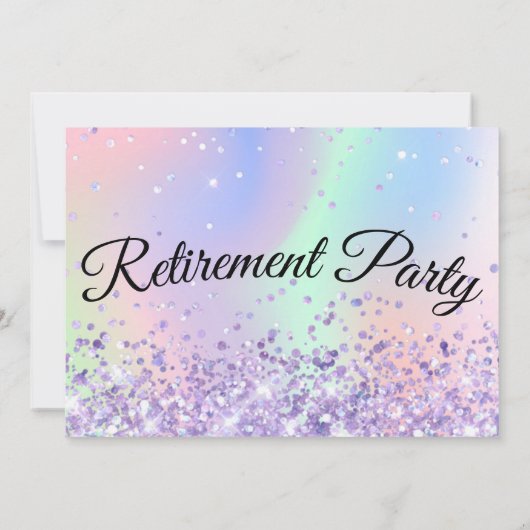 Glitter Holographic Sparkly Gold Retirement Party Kaart (Achterkant)