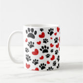 Glitter hond poot afdrukken en rode harten koffiemok (Links)