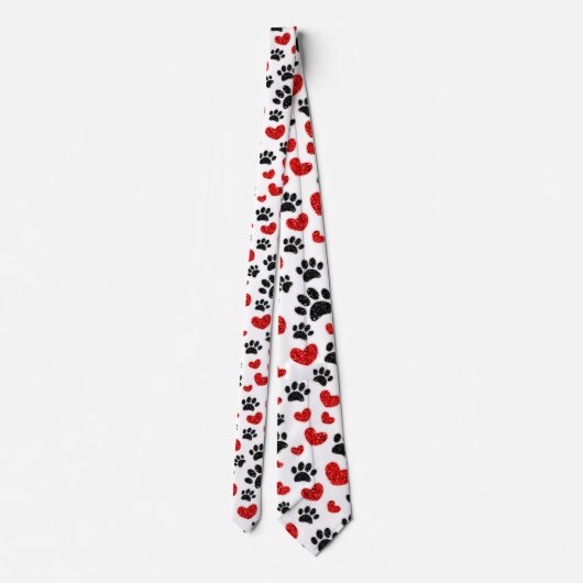 Glitter hond poot afdrukken en rode harten stropdas (Achterkant)