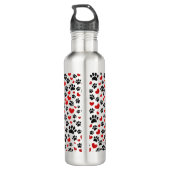 Glitter hond poot afdrukken en rode harten waterfles  (Achterkant)