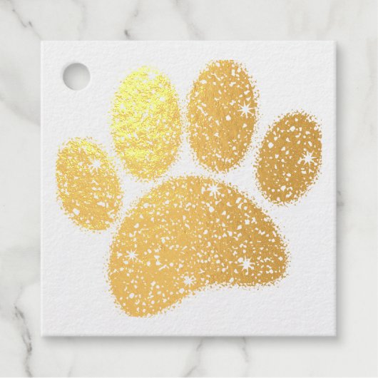 Glitter hond poot print bedankjes labels (Voorkant)