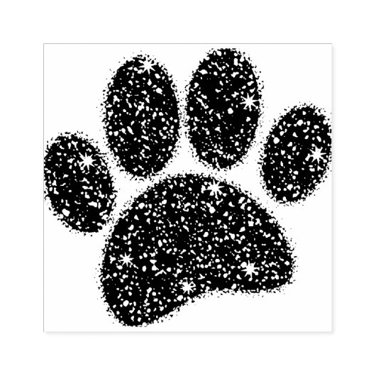 Glitter hond poot print rubberstempel (Afrduk)