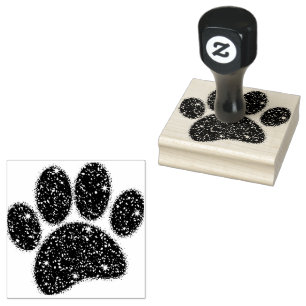 Glitter hond poot print rubberstempel