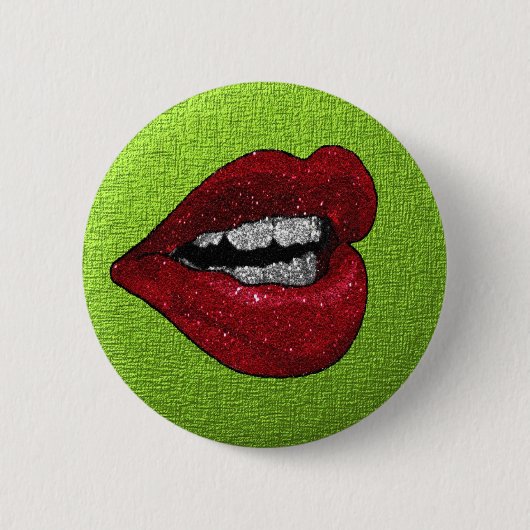 GLITTER HOT LIPS RONDE BUTTON 5,7 CM (Voorkant)