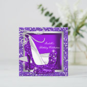 Glitter Hot Paars Hoog Heft om het even welke Occa Kaart (Staand voorkant)