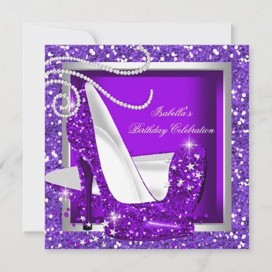 Glitter Hot Paars Hoog Heft om het even welke Occa Kaart (Voorkant)