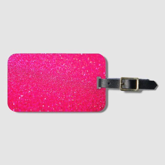 Glitter Hot Pink Bagagelabel (Voorkant (horizontaal))