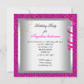 Glitter Hot Pink Glamor Night Martini Party Kaart (Achterkant)