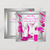 Glitter Hot Pink Glamor Night Martini Party Kaart (Voorkant / Achterkant)