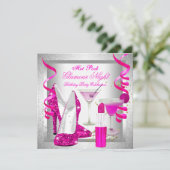 Glitter Hot Pink Glamor Night Martini Party Kaart (Staand voorkant)