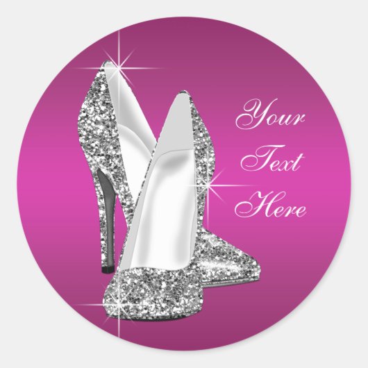 Glitter Hot Pink High Heel Shoe Stickers (Voorkant)
