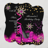 Glitter Hot Pink hoort thuis in goudfeest Kaart (Voorkant / Achterkant)