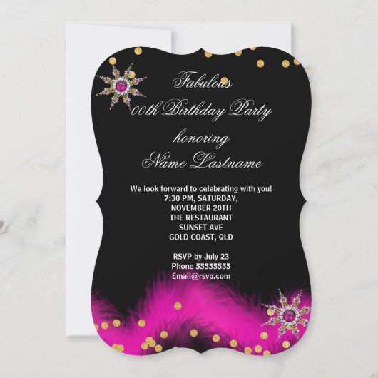 Glitter Hot Pink hoort thuis in goudfeest Kaart (Achterkant)