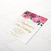 Glitter Hot Pink Roos Glam 30e verjaardag Folie Uitnodiging (Gedraaid)