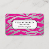 Glitter Hot Pink Zebra Print Visitekaartje (Voorkant)
