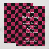 Glitter hot roze en zwart gevriesdroogd patroon kaart (Voorkant / Achterkant)