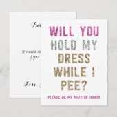 Glitter Houd mijn jurk terwijl ik plas | bruidsmei Kaart (Voorkant / Achterkant)