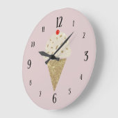 Glitter Ice Cream Cone Red Cherry op Roze Grote Klok (Hoek)