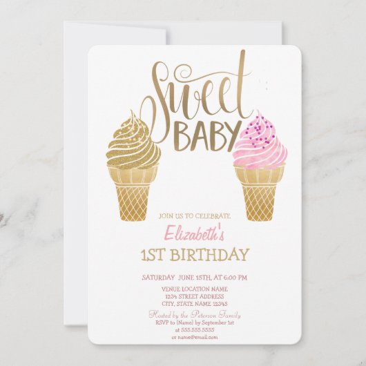 Glitter Ice Cream Macaroons gestreept op zaterdag Kaart (Voorkant)